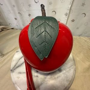 Apple cross body bag. Red patent leather